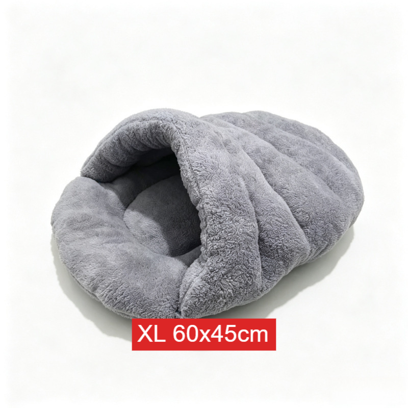 Semi-Enclosed Plush Pet Cat Bed House