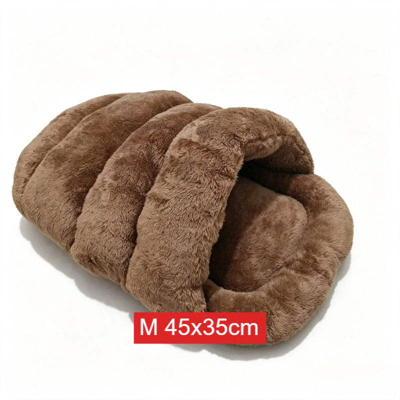 Semi-Enclosed Plush Pet Cat Bed House